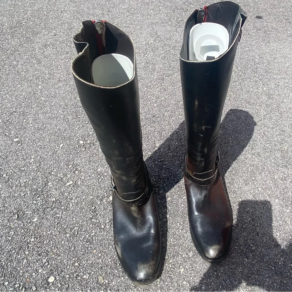 Golden Goose Burnished Black Leather Riding Boots Size 39 8.5 - Picture 2 of 8